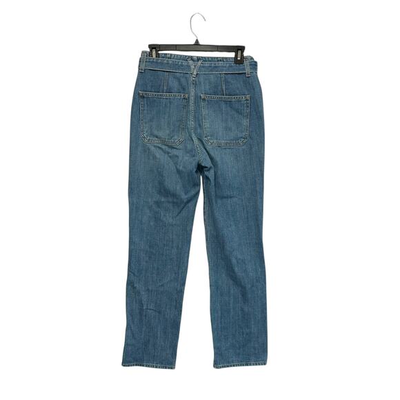 Veronica Beard Rinley Cropped Straight Leg High Rise Jeans Womens Sz 26 Belted - Picture 3 of 7